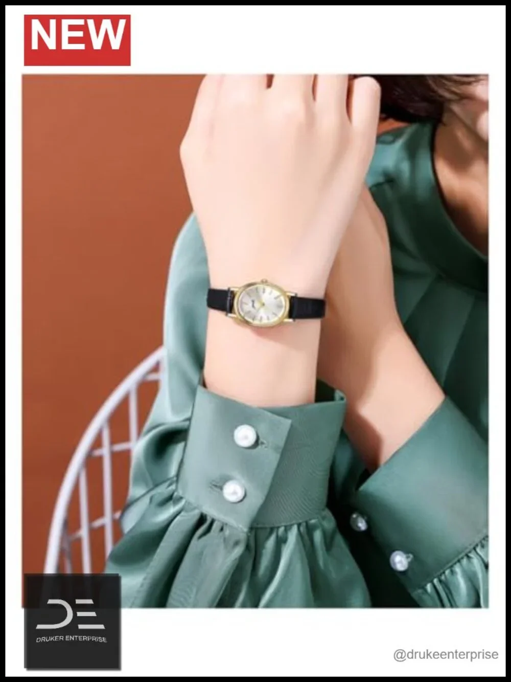 Elegant Oval Quartz Watch Leather Strap Water Resistant